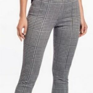 Tahari Women’s Plaid Houndstooth Women's Pants in Black Stretch Legging small